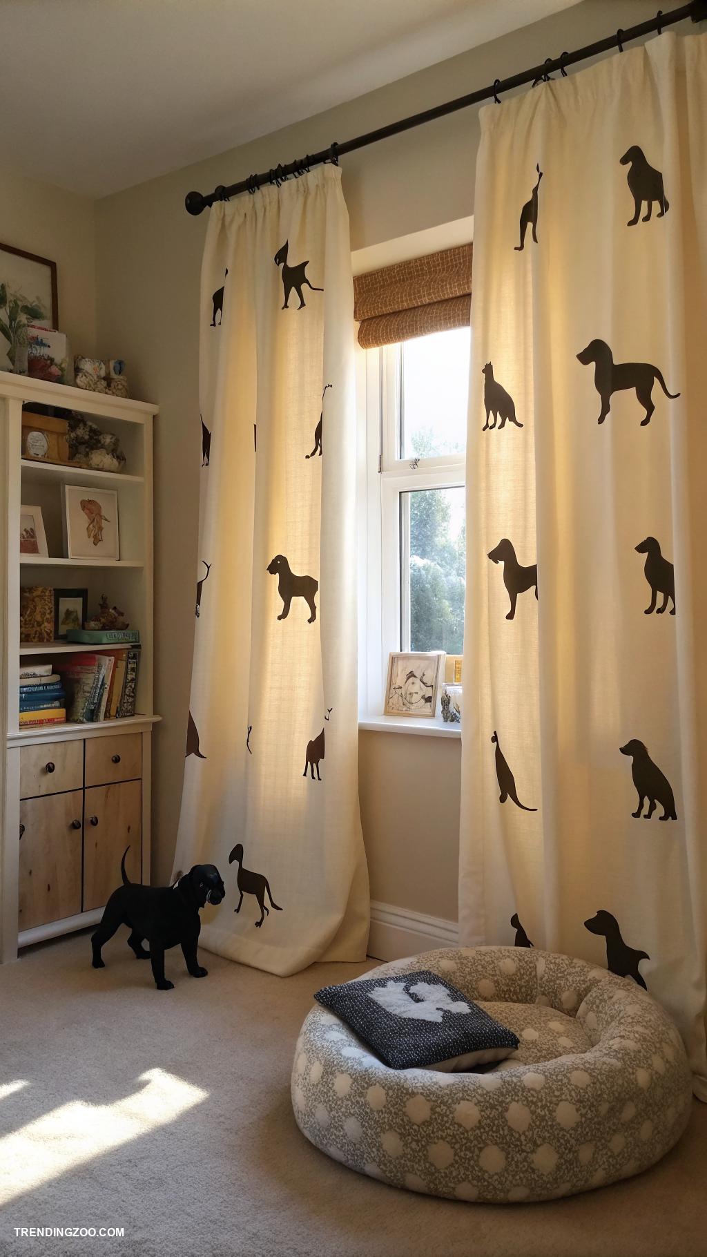dog room decor Dog silhouettes on curtains