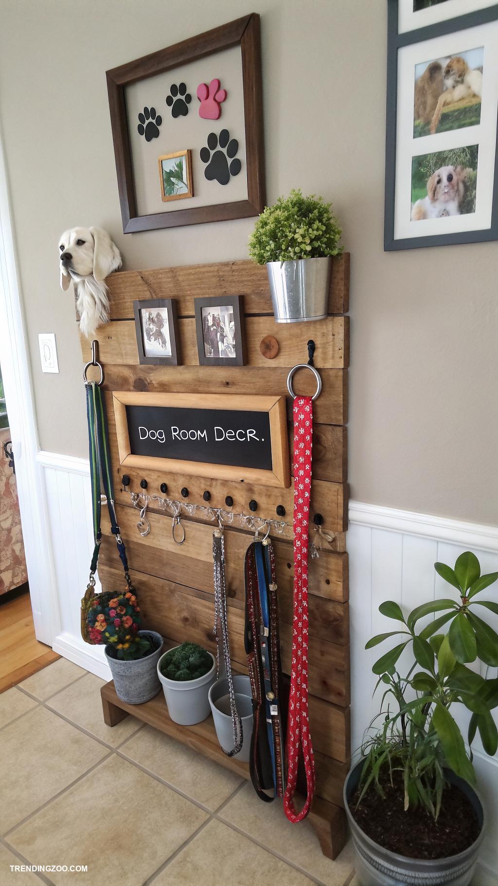 dog room decor Unique leash and collar display rack