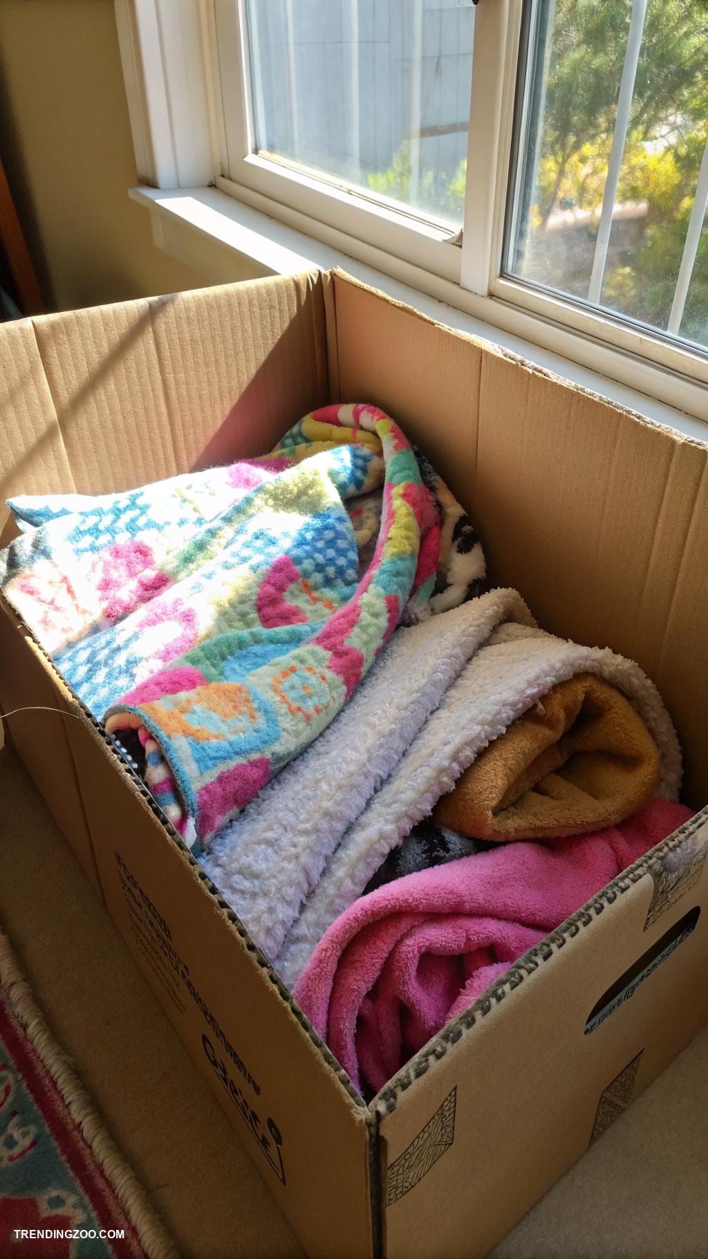 homemade cat beds Cardboard box with soft blankets