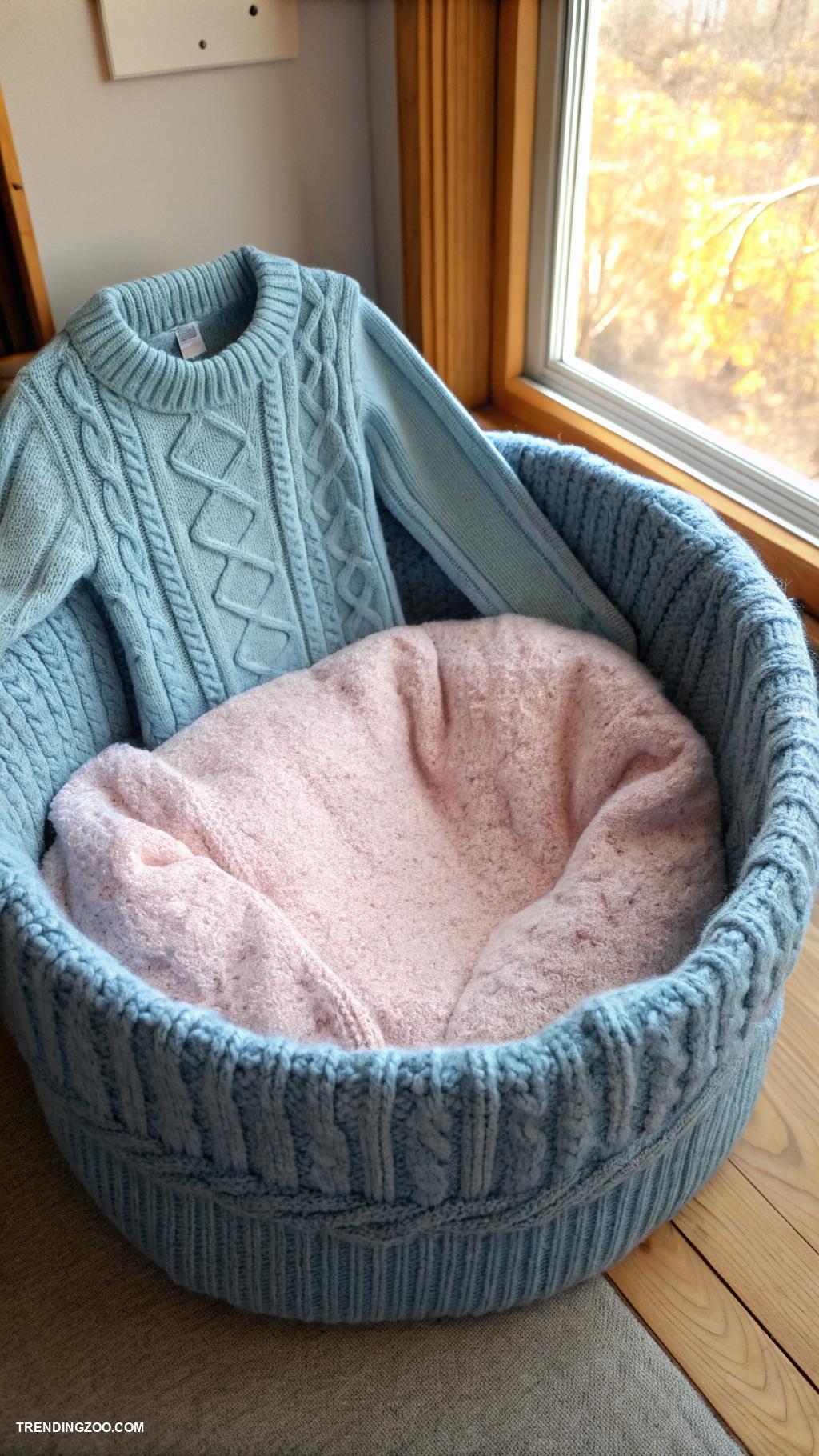homemade cat beds Old sweater turned into a bed