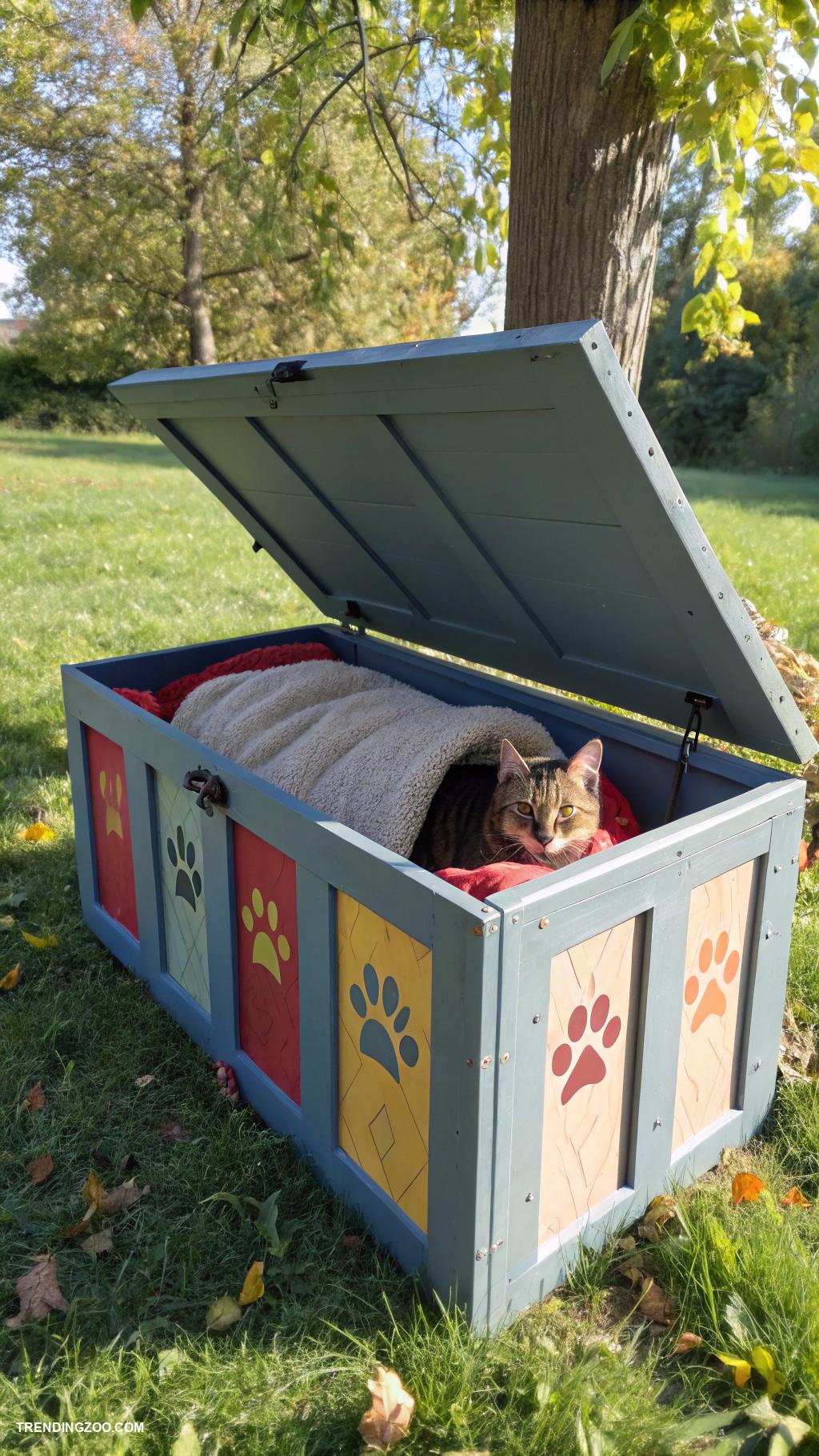outdoor cat shelter ideas Storage bin shelter with removable lid