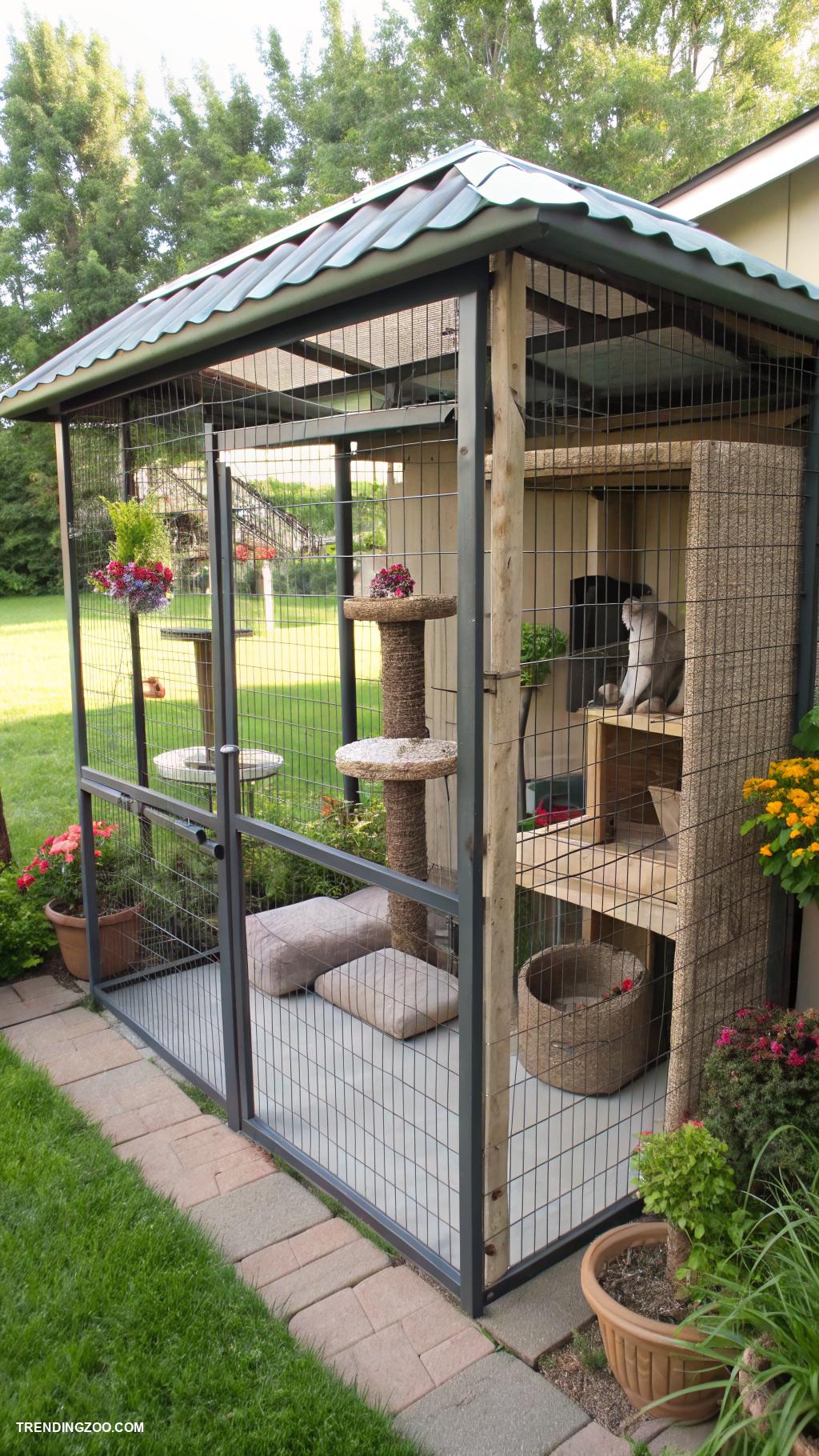 outdoor cat shelter ideas Wire mesh enclosures for safety