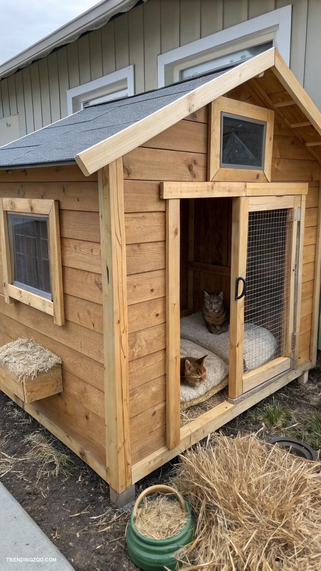 outdoor cat shelter ideas Wooden shed with insulation and ventilation