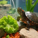 pet turtle Feed a balanced diet of pellets and greens