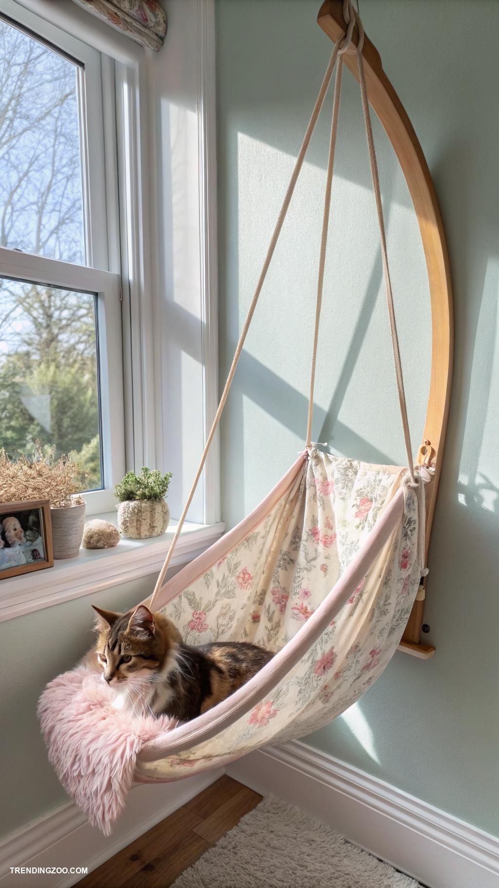 wall mounted cat beds Ark shaped hammock against the wall
