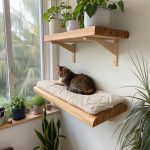 wall mounted cat beds Floating wooden shelves for climbing cats