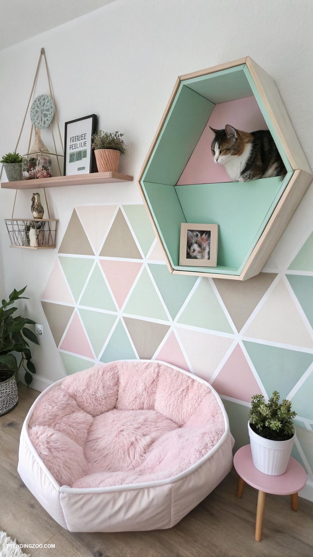 wall mounted cat beds Geometric cat bed with cozy padding