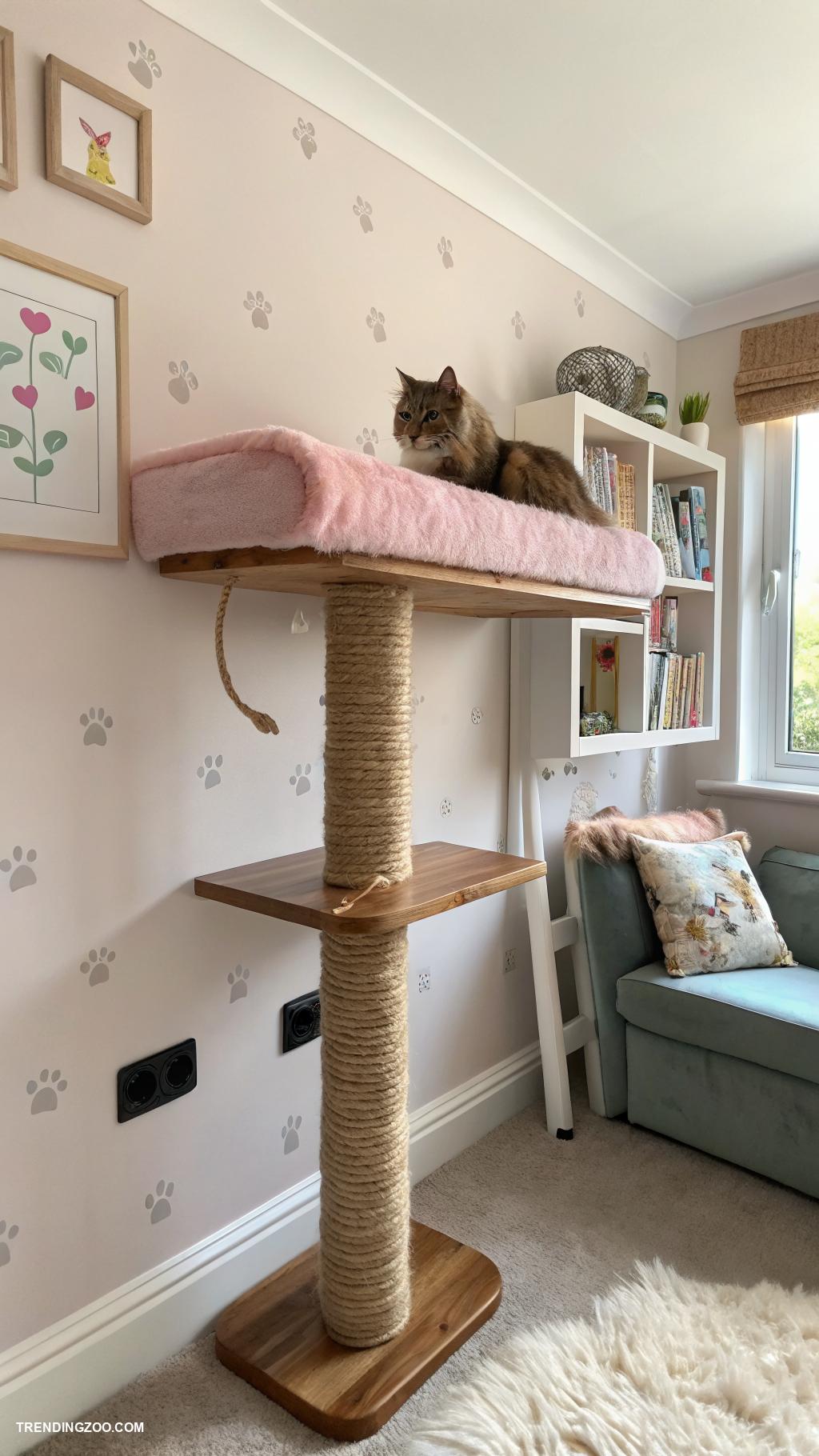 wall mounted cat beds Wall mounted scratching post shelf combo