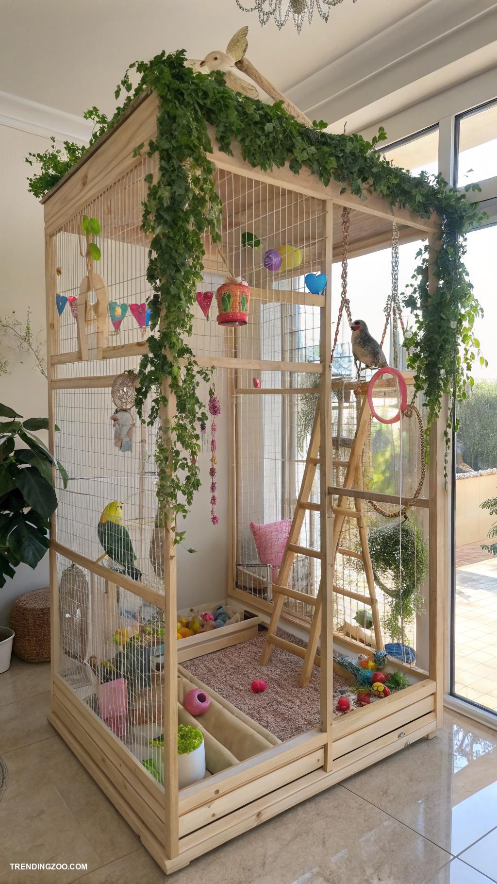 bird cage ideas Cage with play area for interactive fun