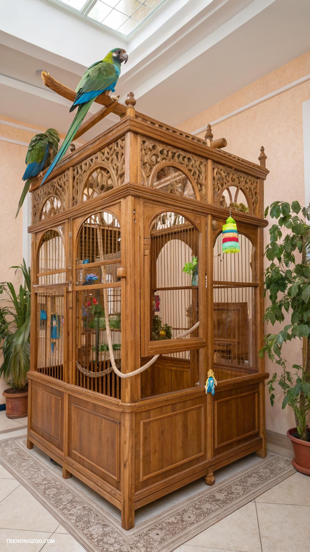 bird cage ideas Custom wooden flight cage for large parrots
