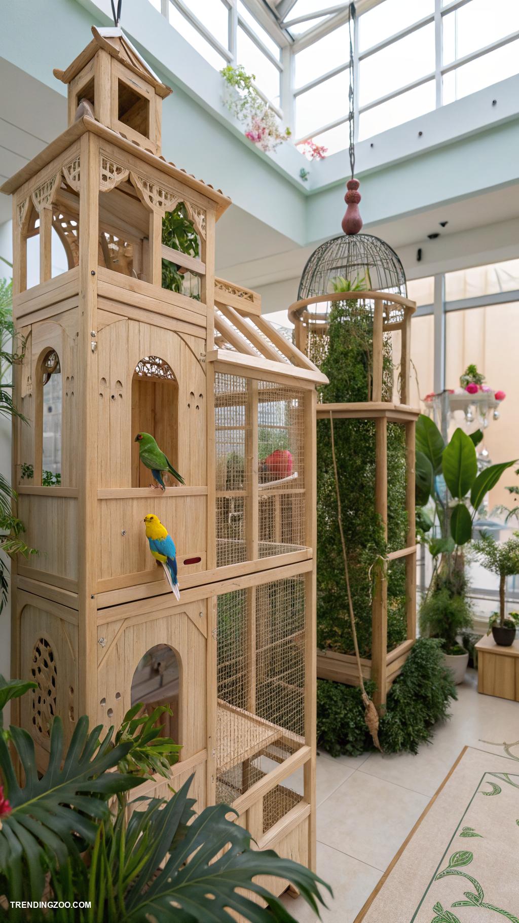 bird cage ideas Multi level habitat for social bird species