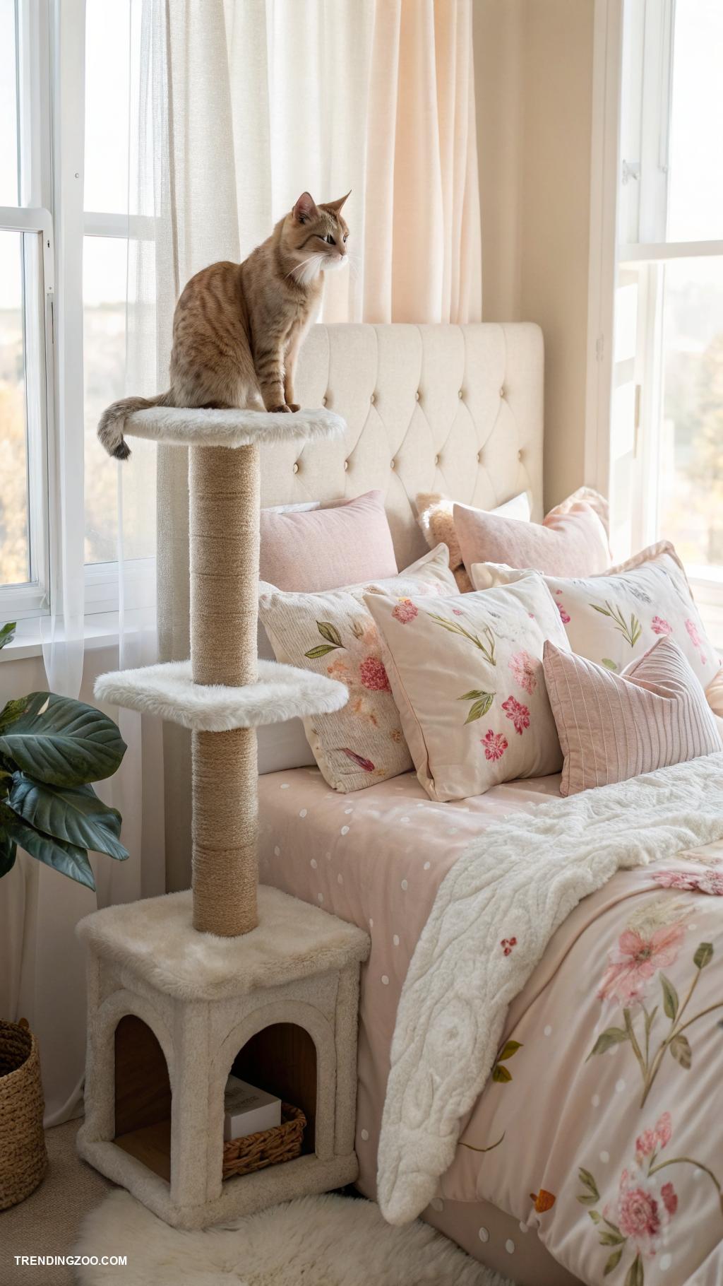 cat tree bedroom ideas Cat tree beside bed for companionship
