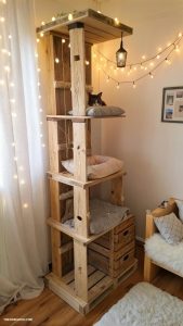 cat tree bedroom ideas DIY cat tree from wooden pallets