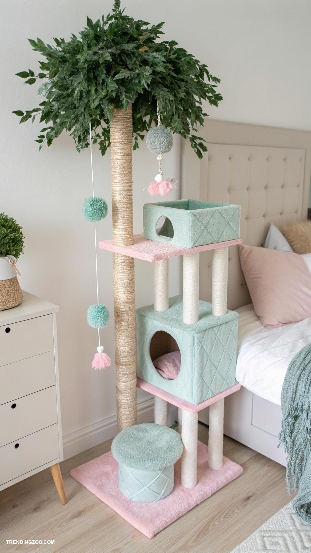 cat tree bedroom ideas Double decker cat tree with hiding spots