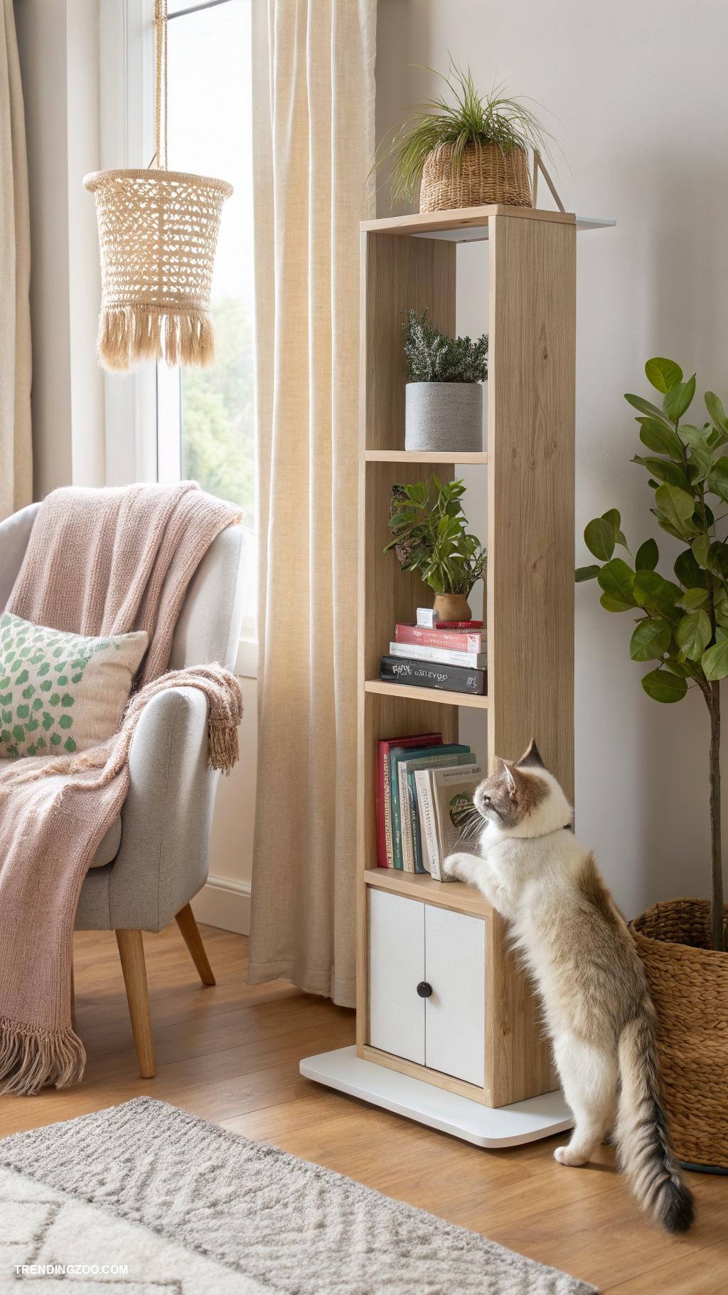 cat tree bedroom ideas Integrated scratching posts in furniture