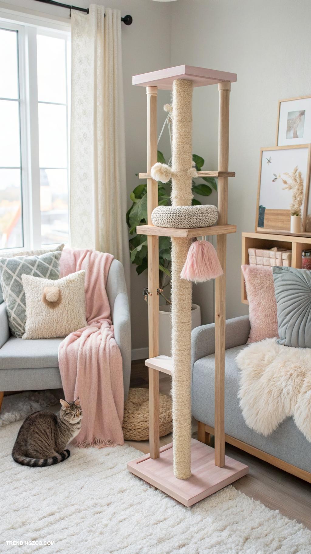 cat tree bedroom ideas Stylish cat condo with soft bedding