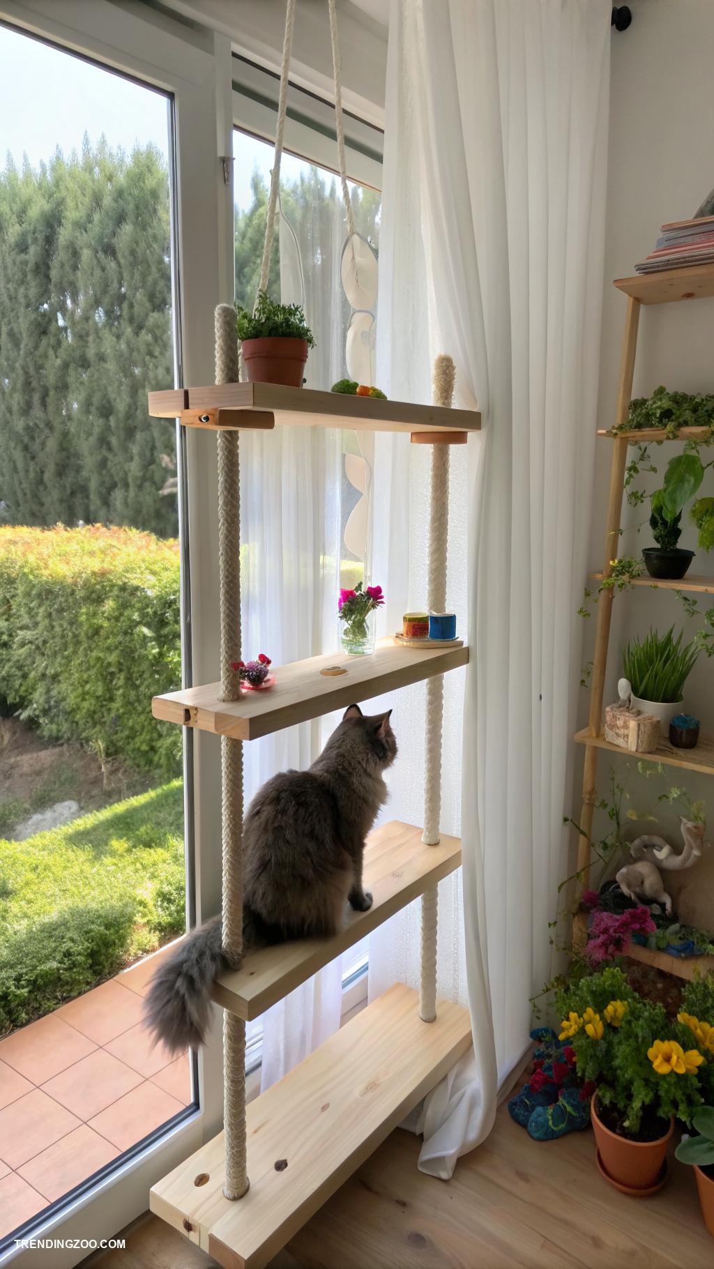 cat window enclosure ideas Hanging shelves for cat climbing fun