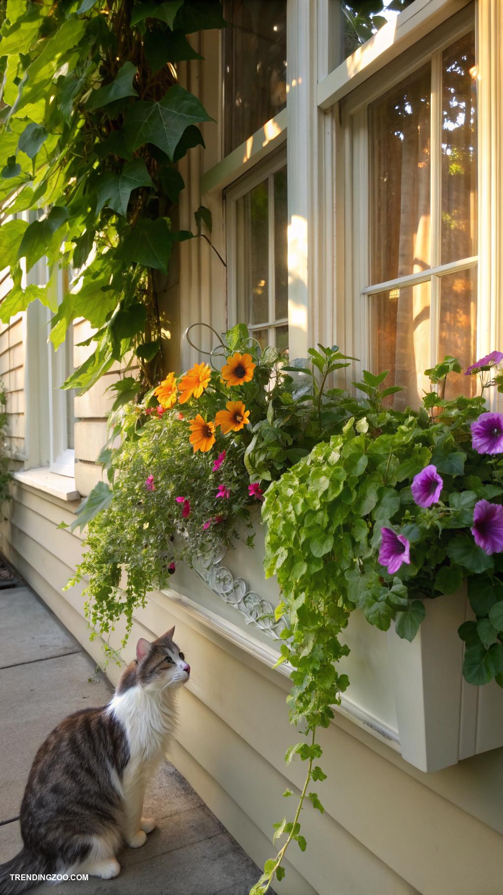 cat window enclosure ideas Window box with plants for kitty fun