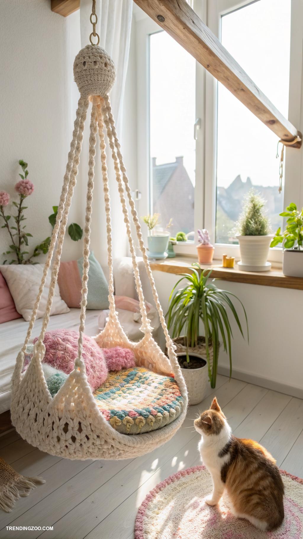 crochet cat nest ideas Hanging crochet nest for adventurous cats