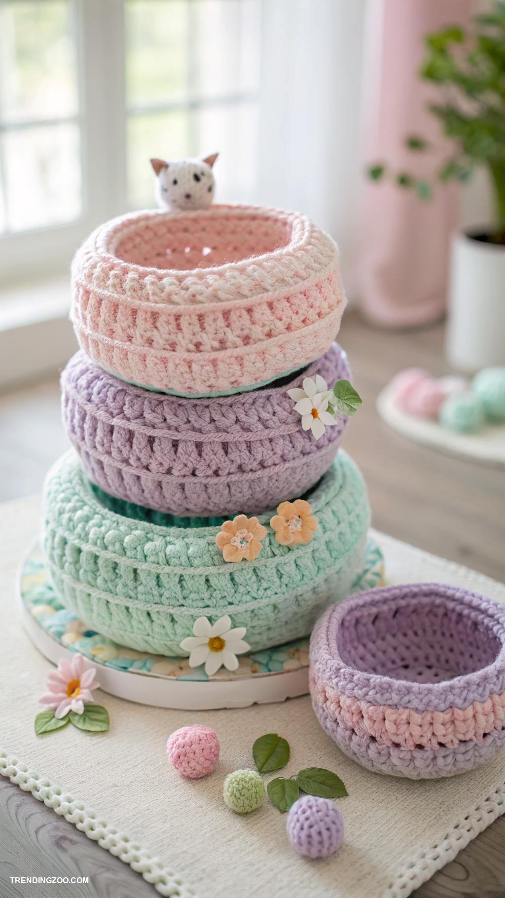 crochet cat nest ideas Multi level crochet nest for playful cats