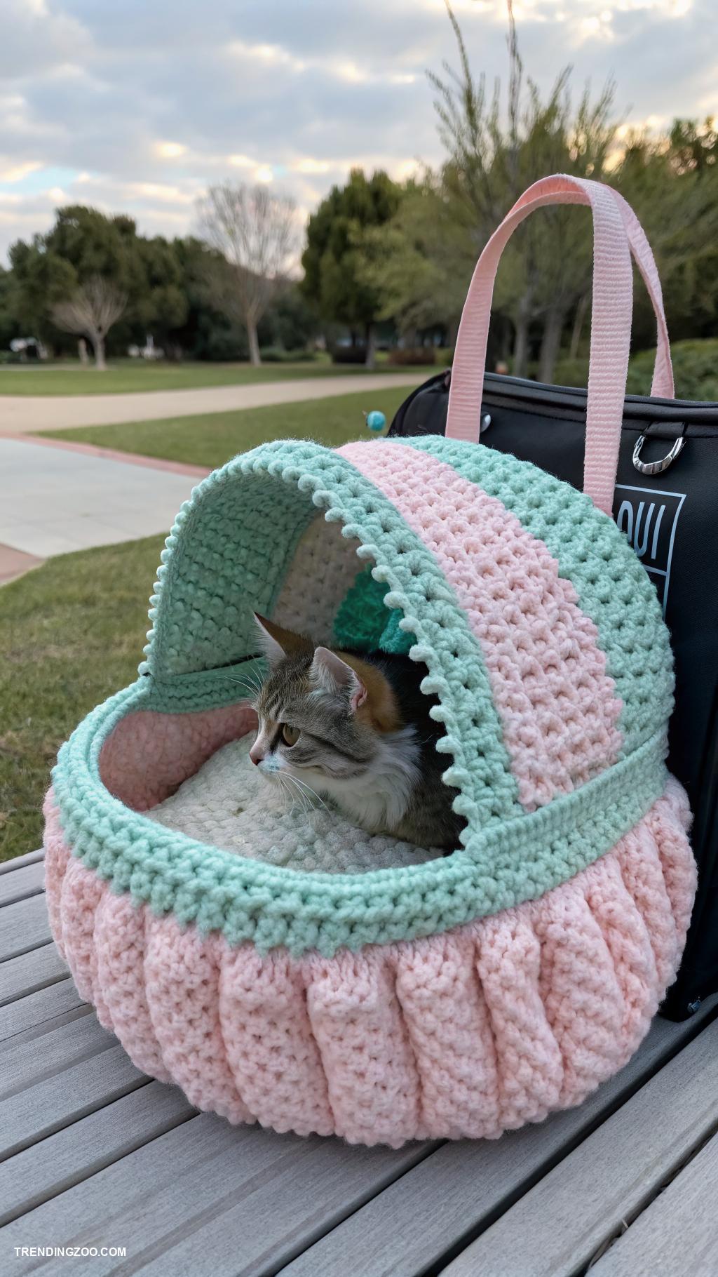crochet cat nest ideas Portable crochet nest for travel convenience