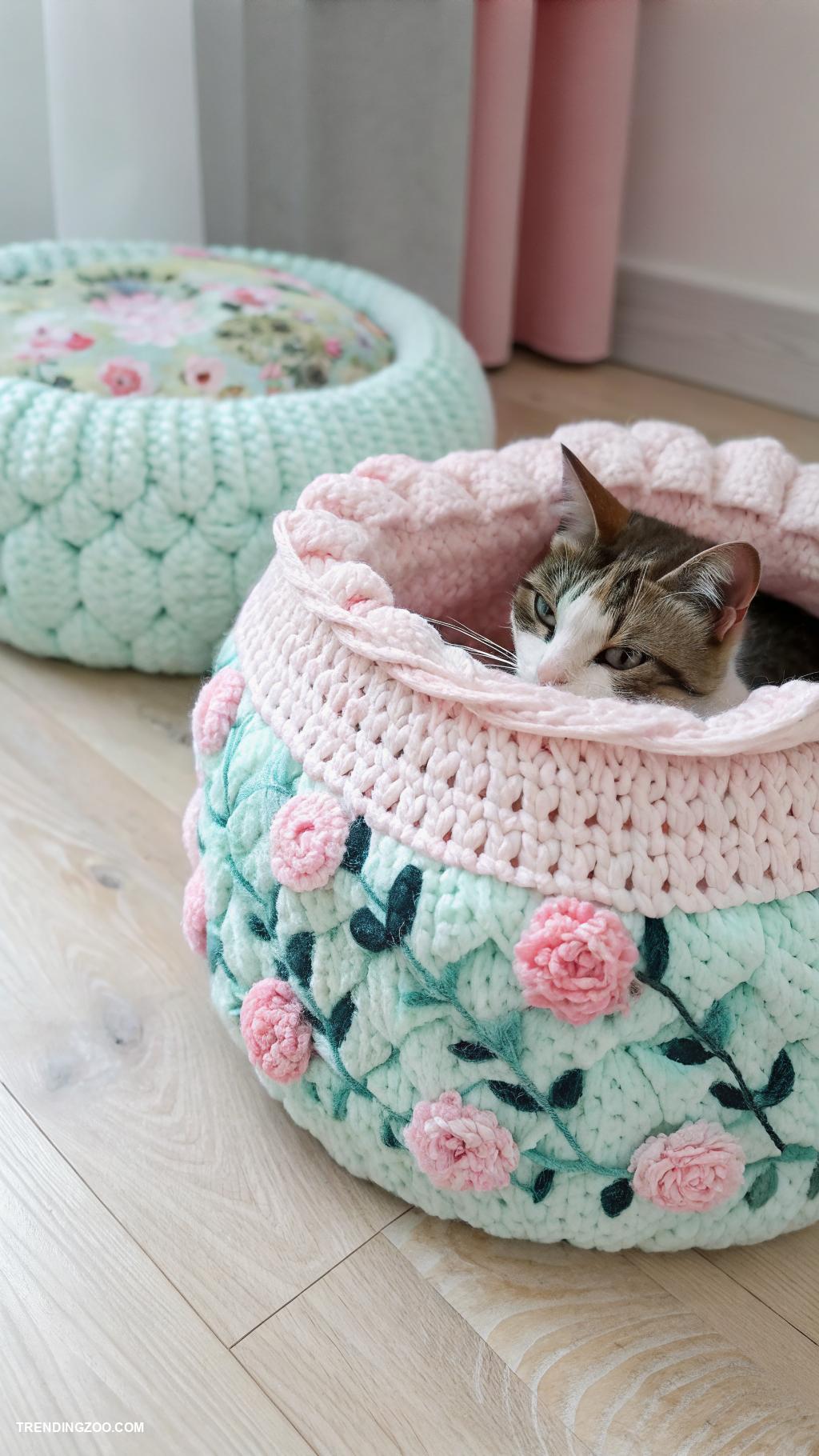 crochet cat nest ideas Reversible crochet nest for seasonal changes