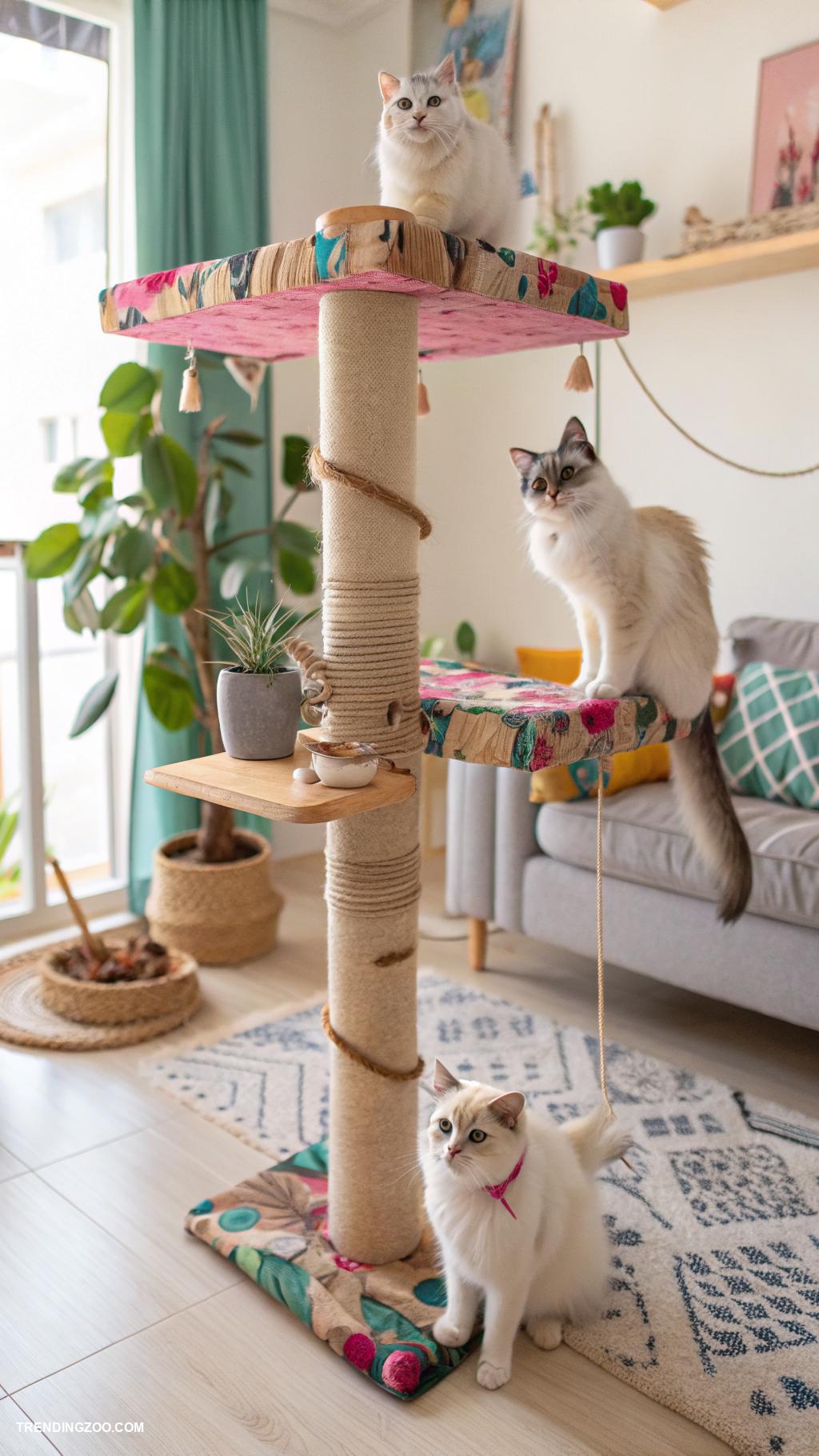 diy cat bridge Connect two cat trees with a plank