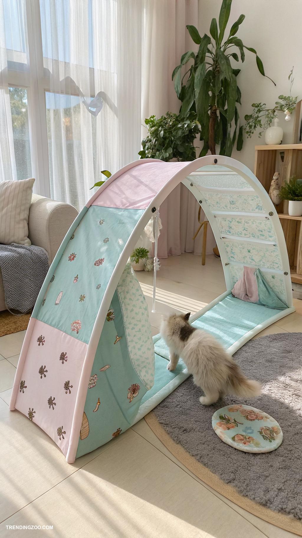 diy cat bridge Fabric tunnel bridge for gentle climbing