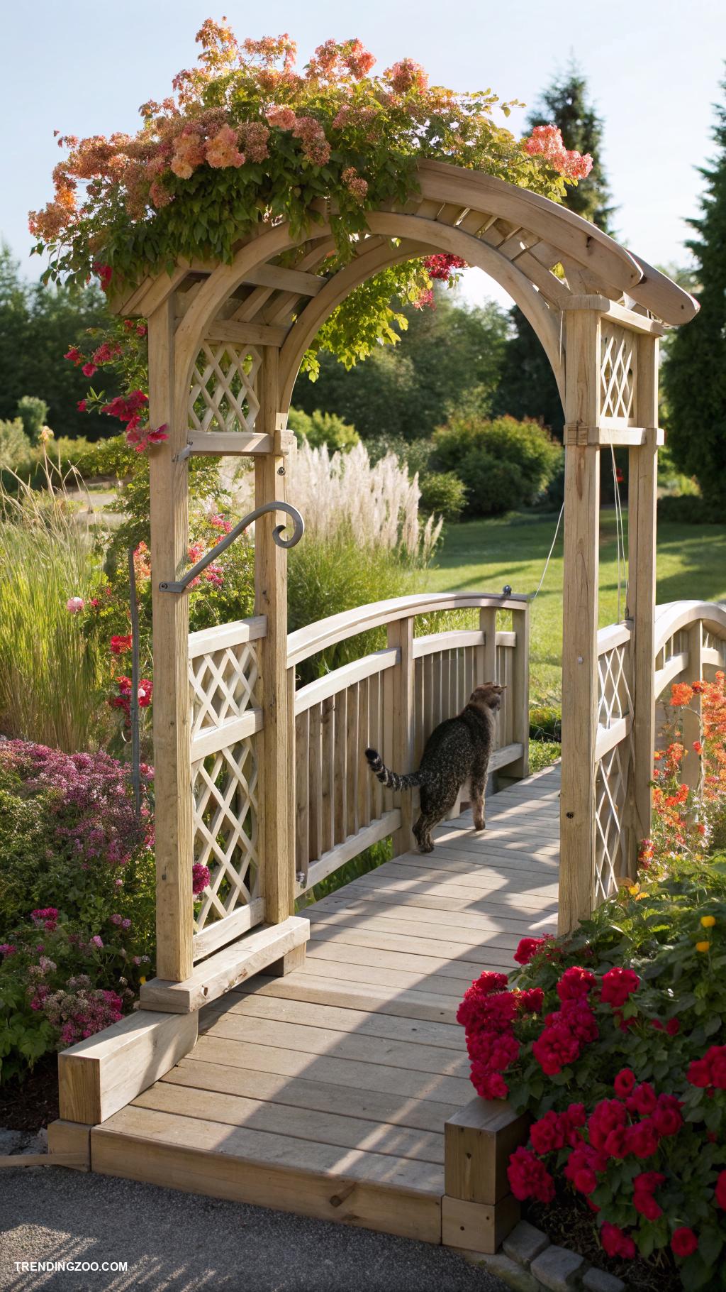 diy cat bridge Garden trellis bridge for outdoor cats