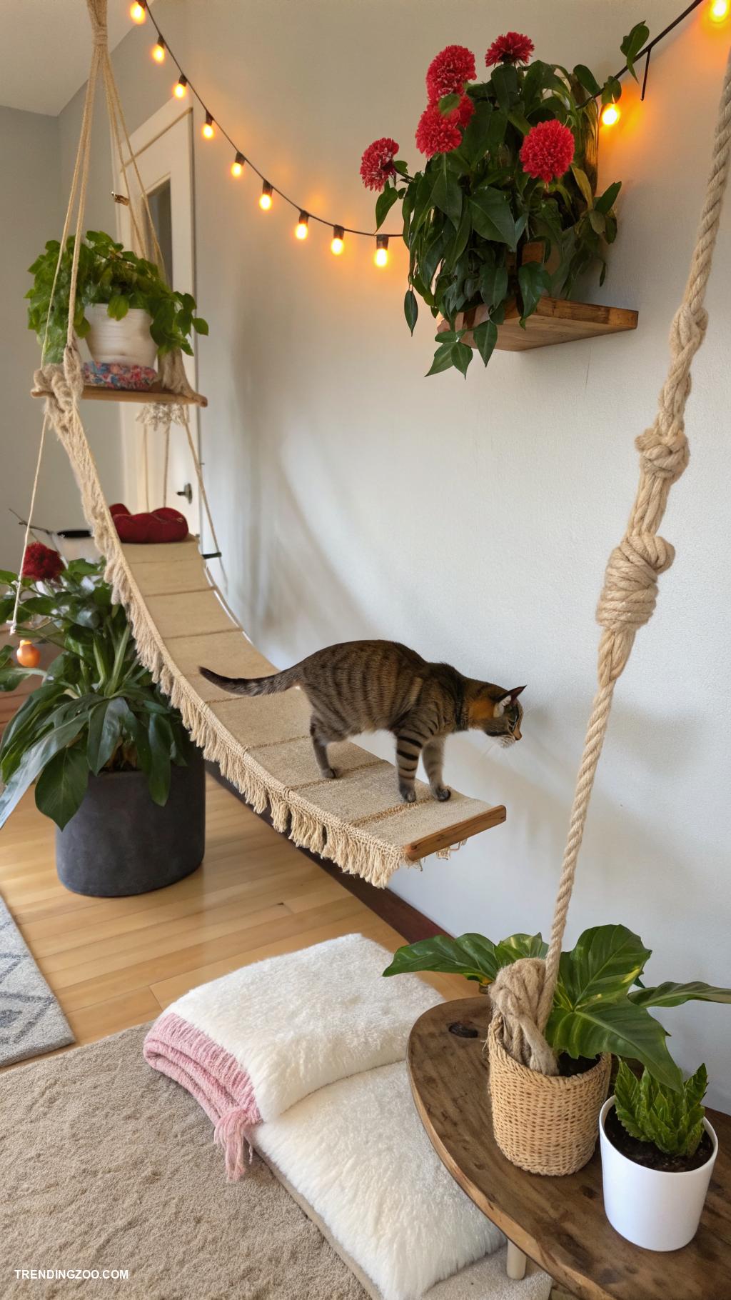 diy cat bridge Hanging rope bridge for indoor cats
