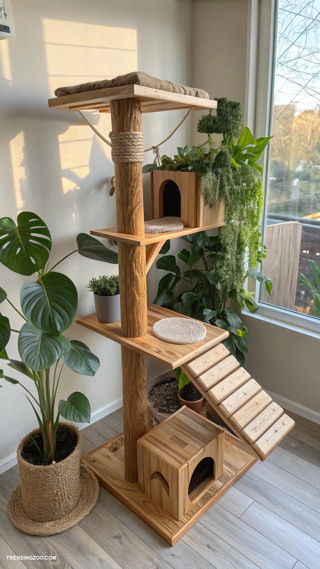diy cat bridge Multi level wooden platform with bridges