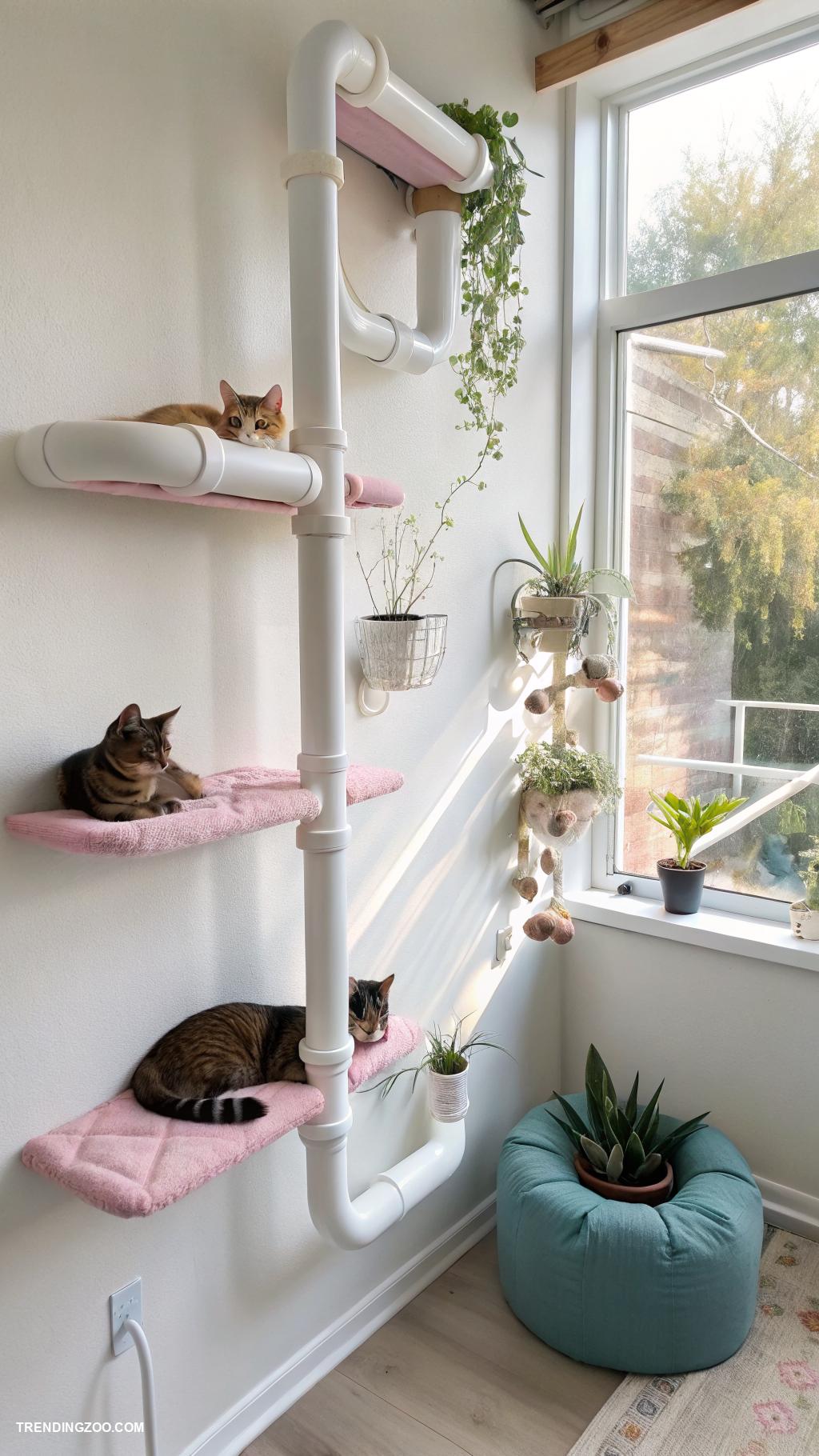 diy cat bridge PVC pipe cat walk on the wall