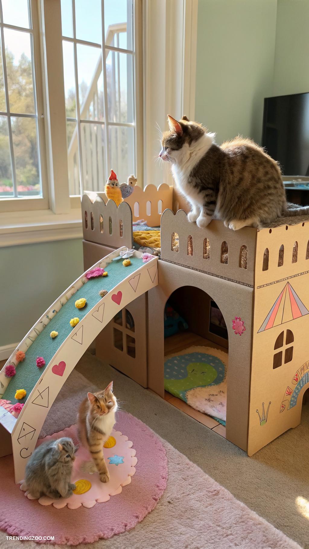 diy cat bridge Repurpose cardboard boxes into a bridge