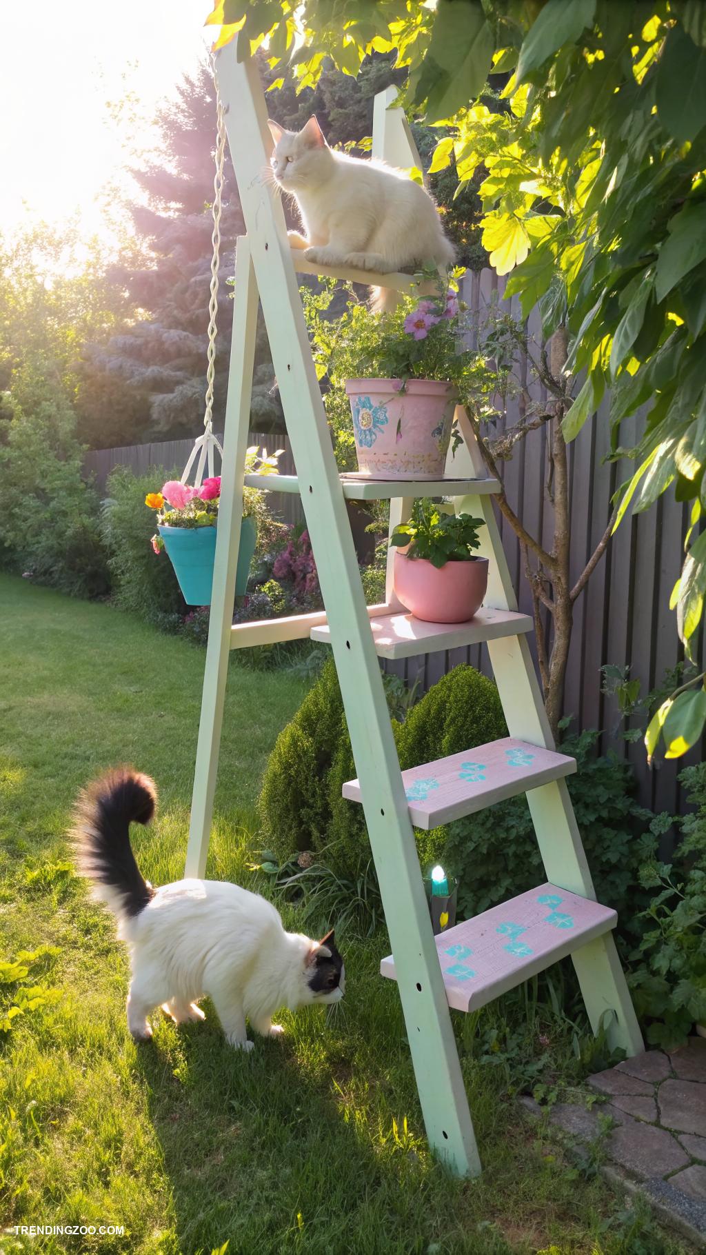 diy cat bridge Use a ladder for a vertical bridge