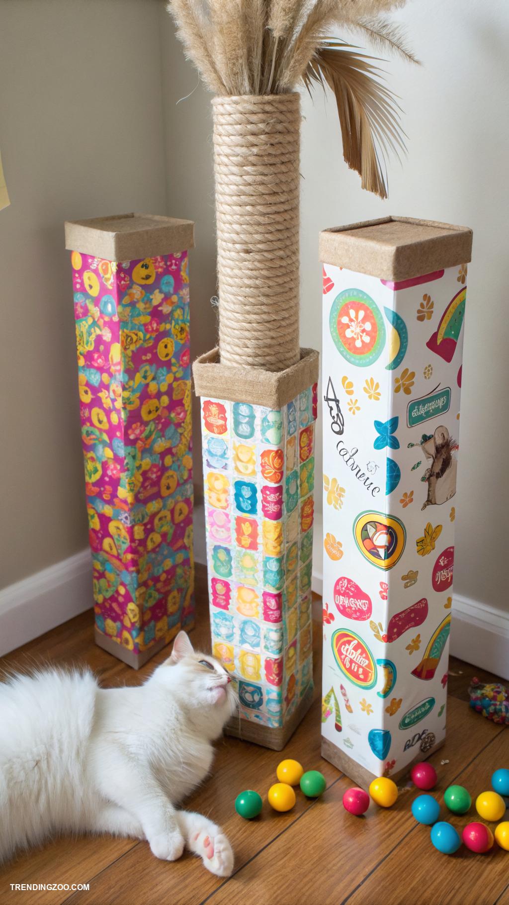 diy cat furniture Cereal boxes turned into scratching posts