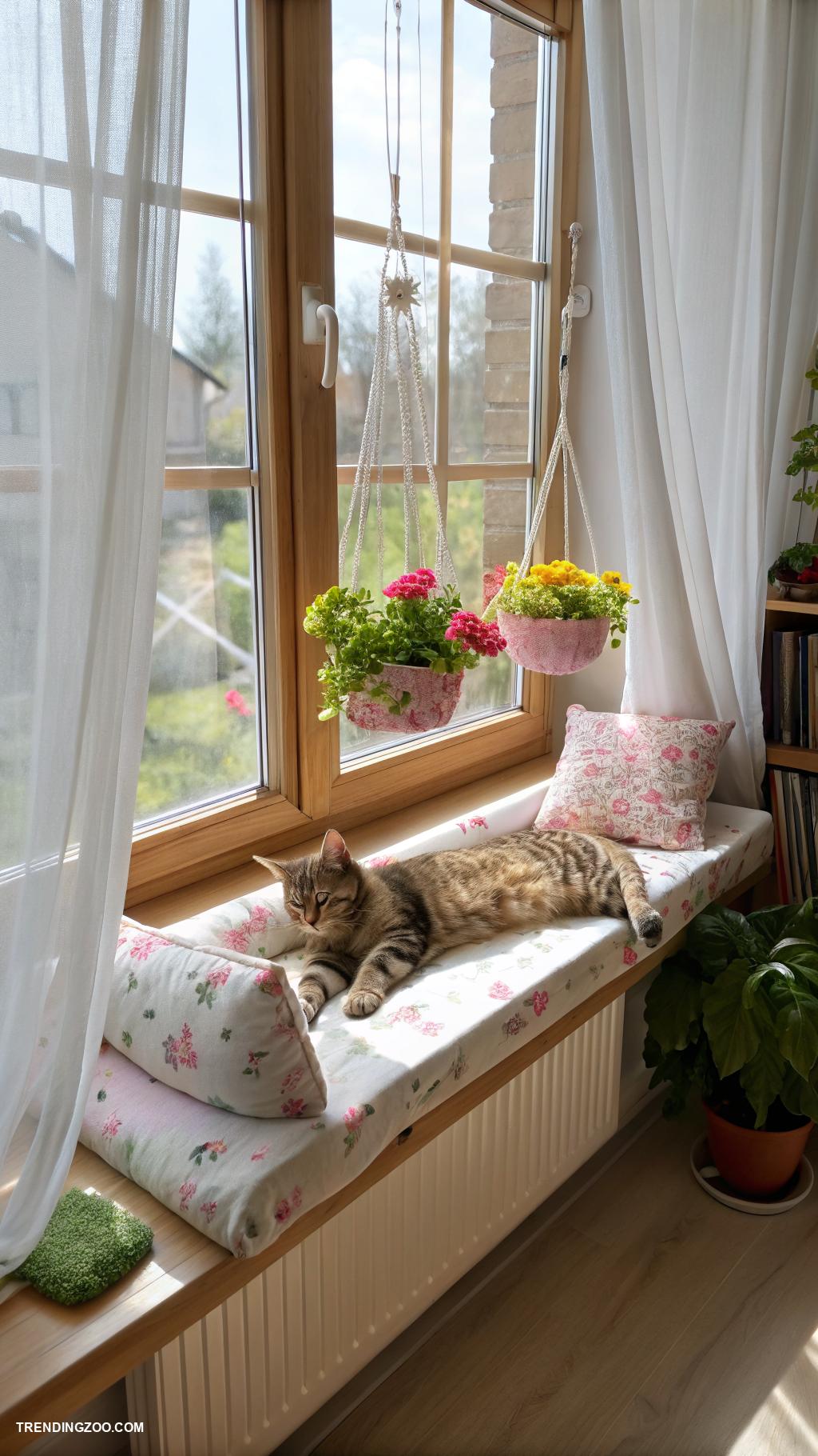 diy cat furniture Cushioned window perch for sunbathing