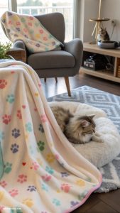 diy cat stuff Fleece blankets for warmth and comfort