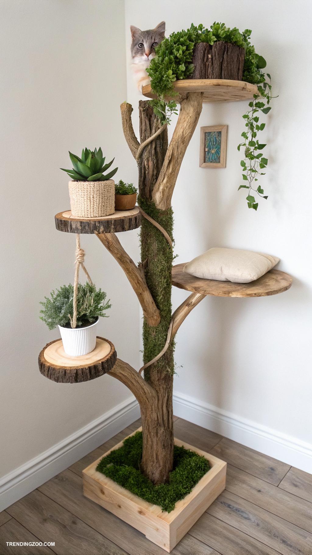 diy cat stuff Homemade cat tree using tree branches
