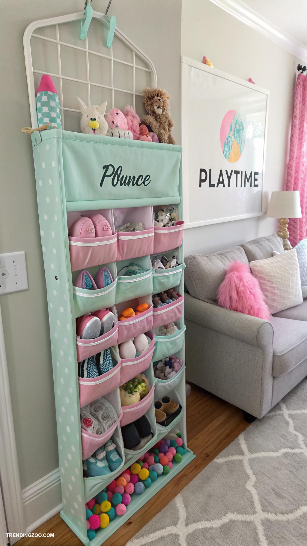 diy cat stuff Shoe organizer as a cat toy storage