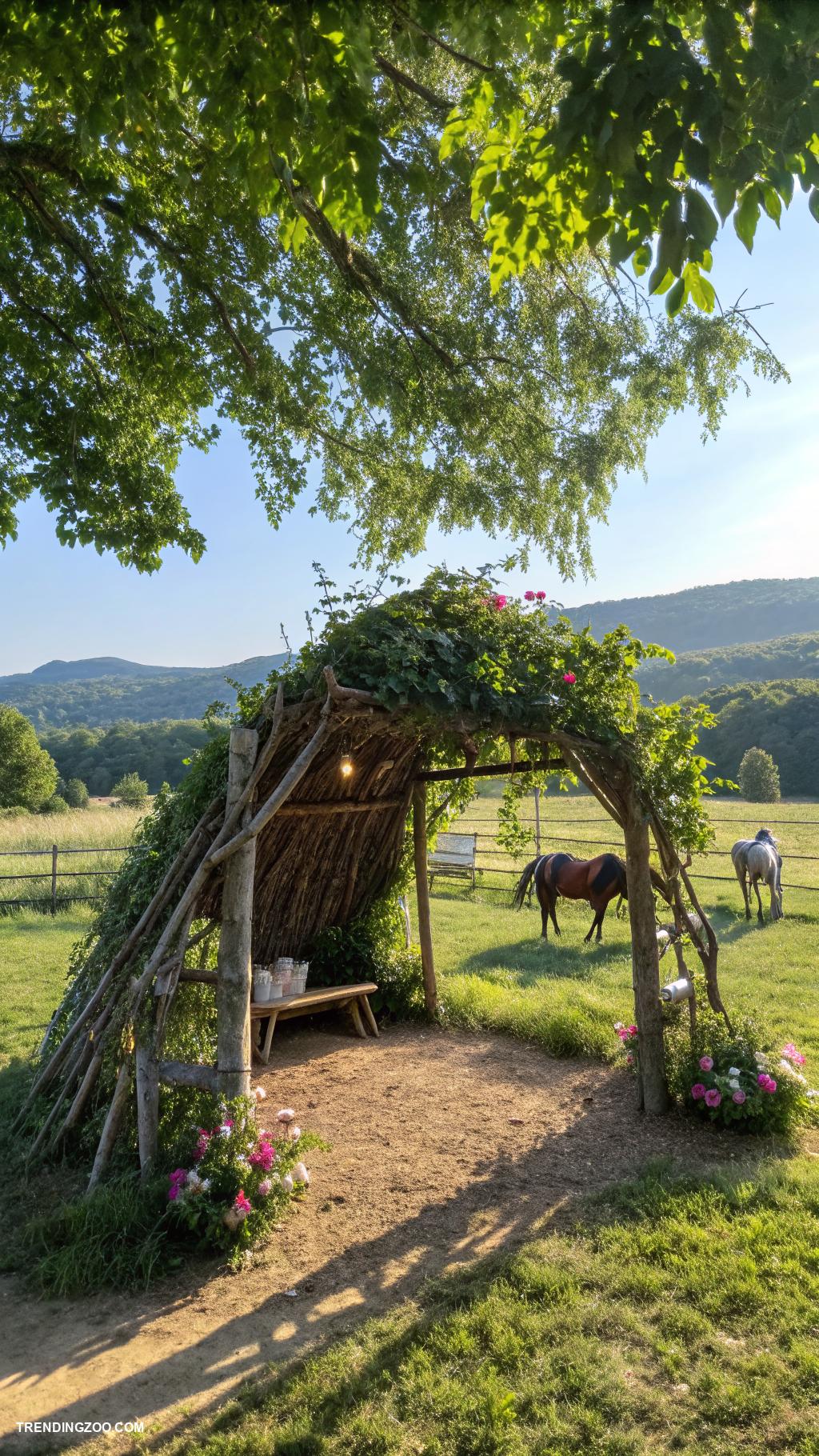 diy horse shelter Natural brush shelters using local materials