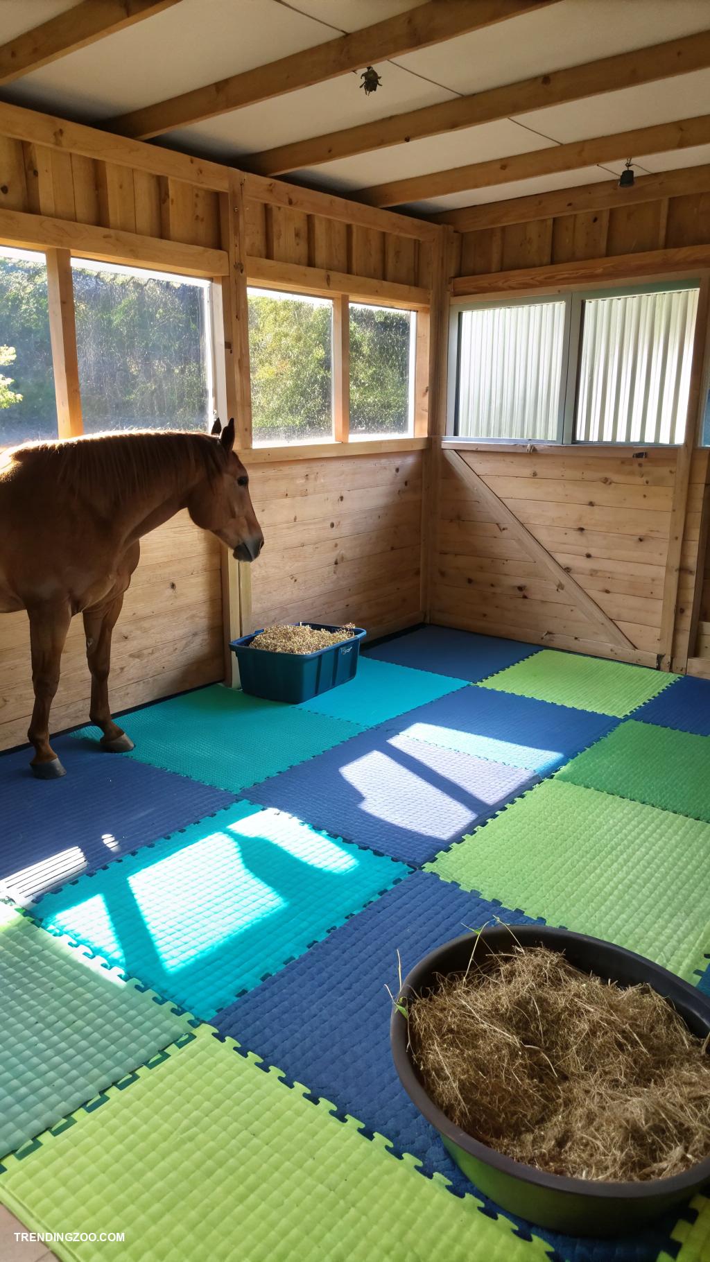 diy horse shelter Rubber mats for comfortable flooring option
