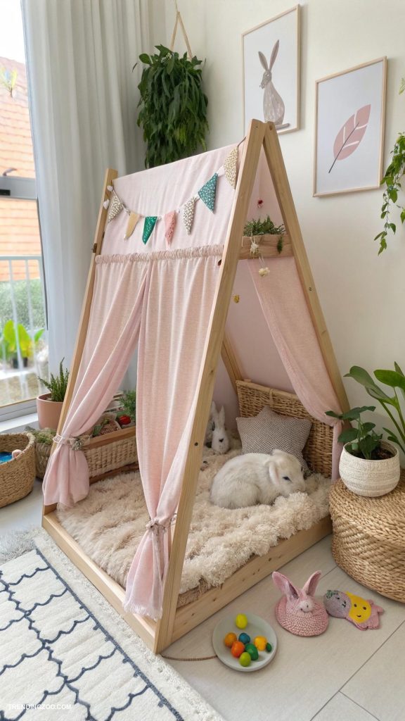 diy indoor bunny house DIY rabbit hideaway with curtains