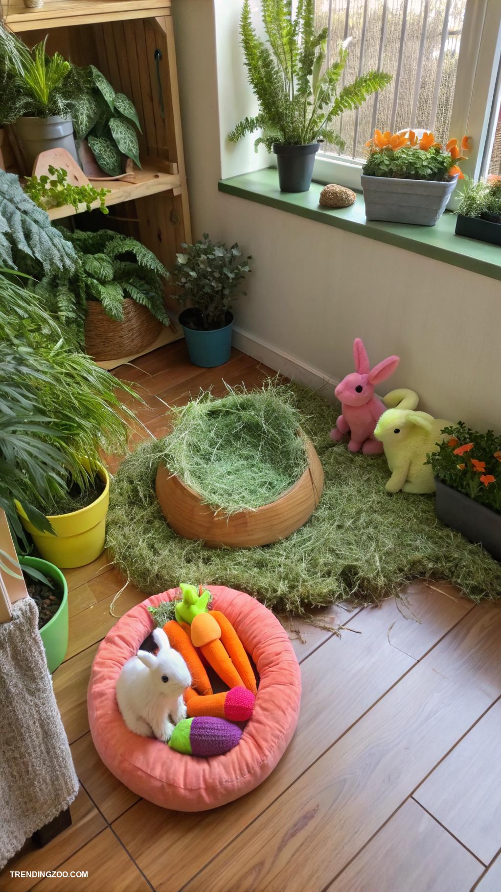 diy indoor bunny house Indoor garden nook with hay and toys