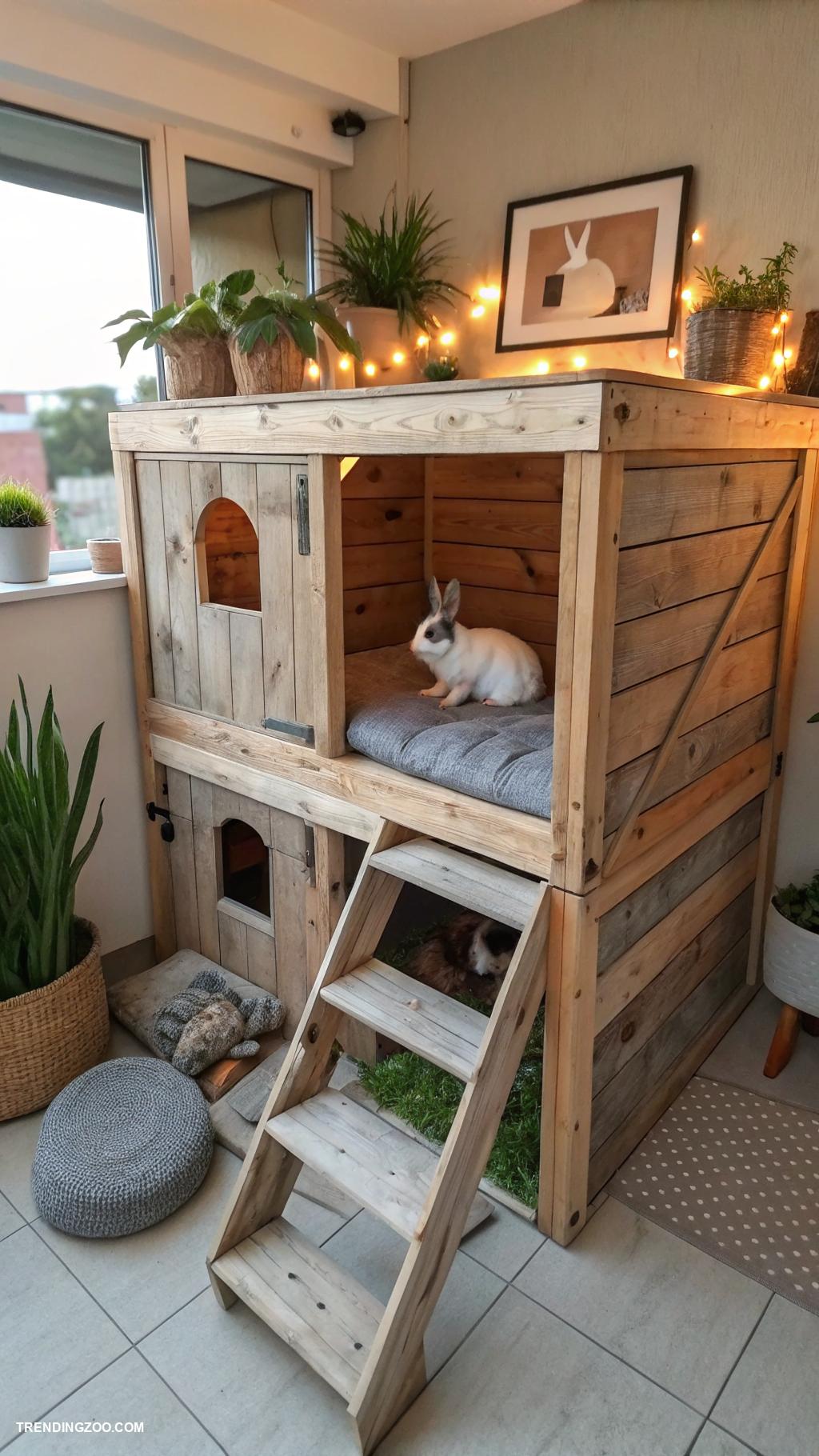 diy indoor bunny house Repurposed wood pallets for rabbit shelter