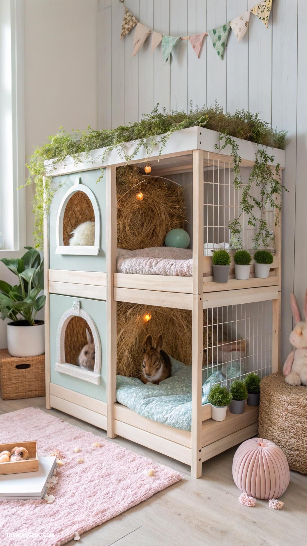 diy indoor bunny house Stylish rabbit condo with multiple levels