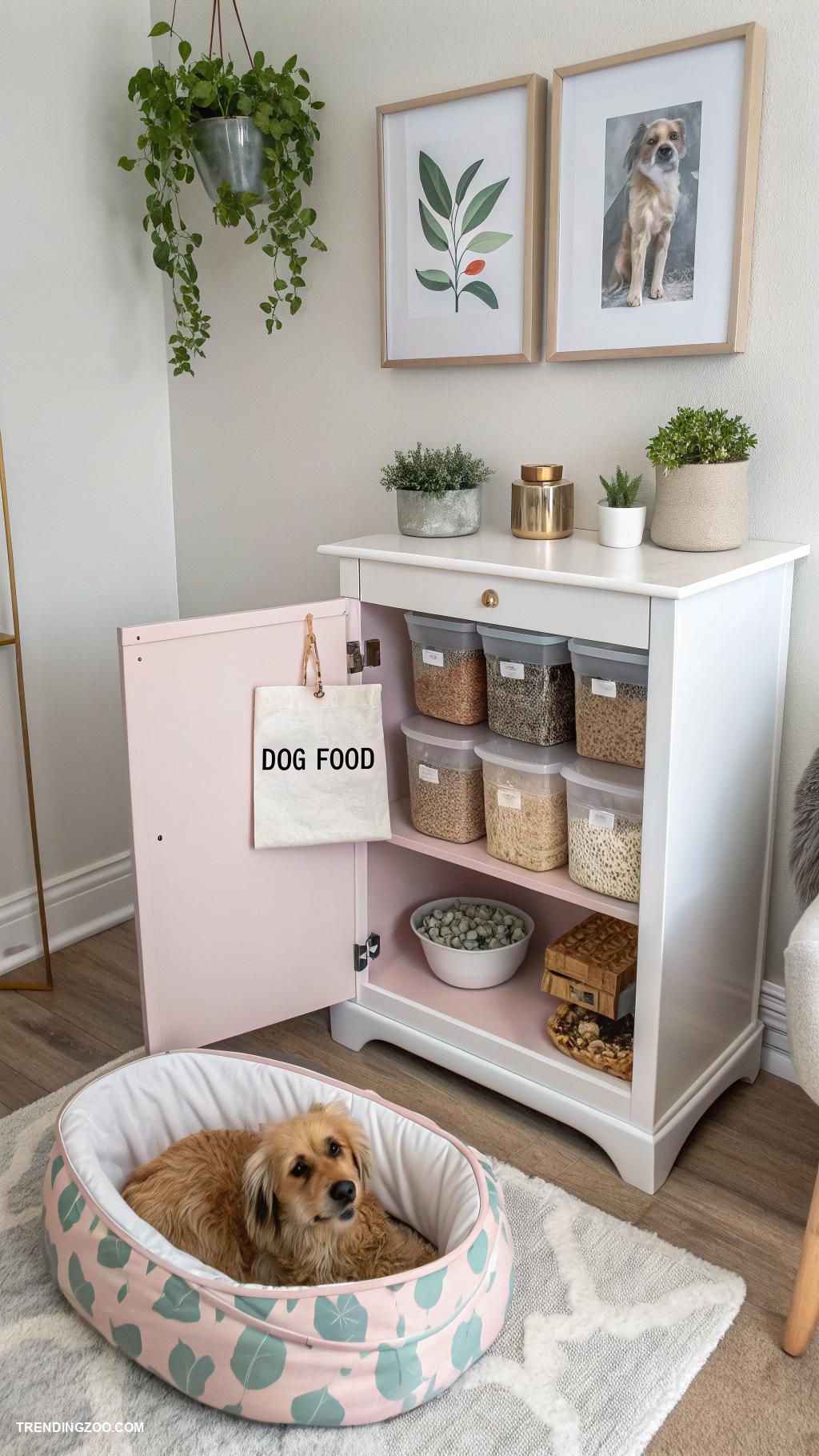 dog closet ideas Corner cabinet for dog food organization