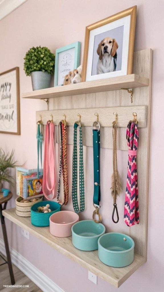 dog closet ideas Floating shelves for dog accessories display