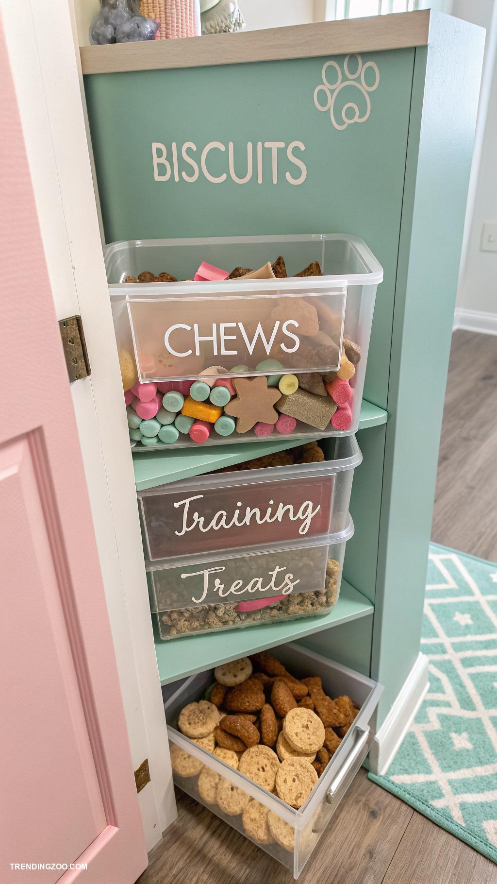 dog closet ideas Sliding bins for easy access to treats