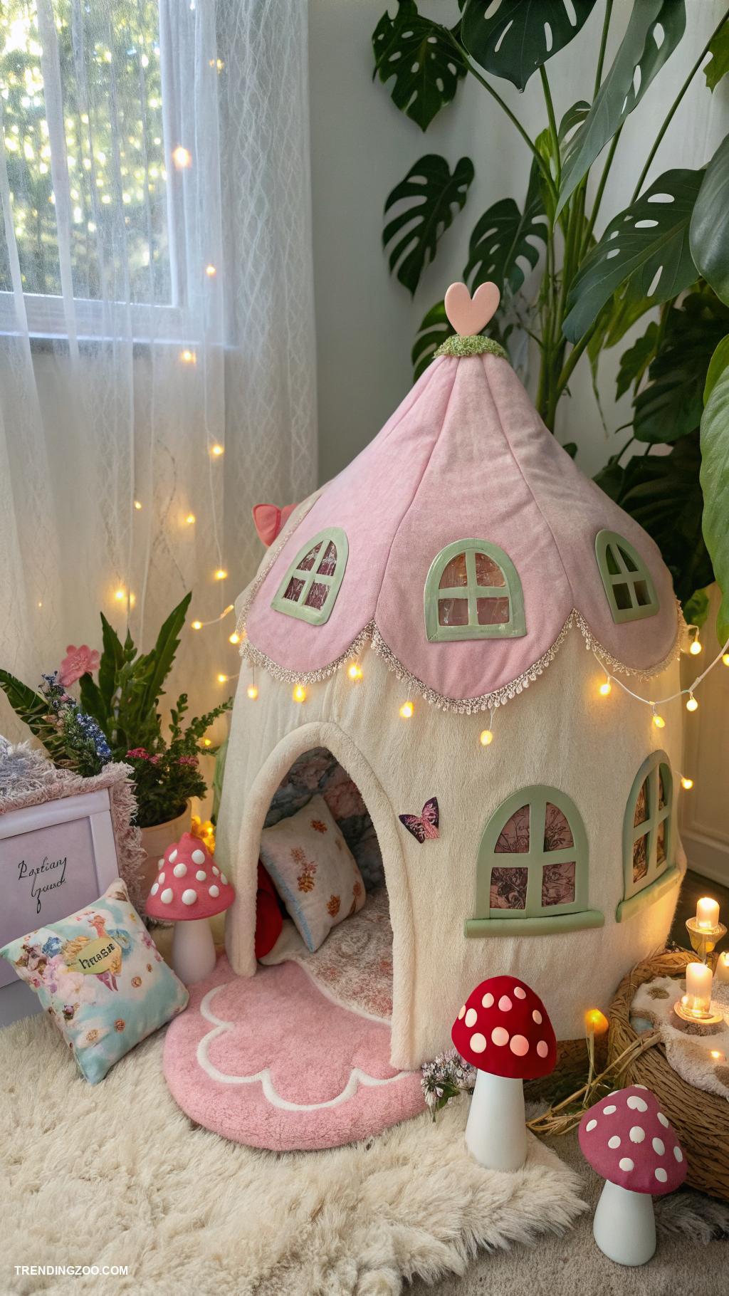 fairycore cat rooms Fairy house shaped cat beds and toys