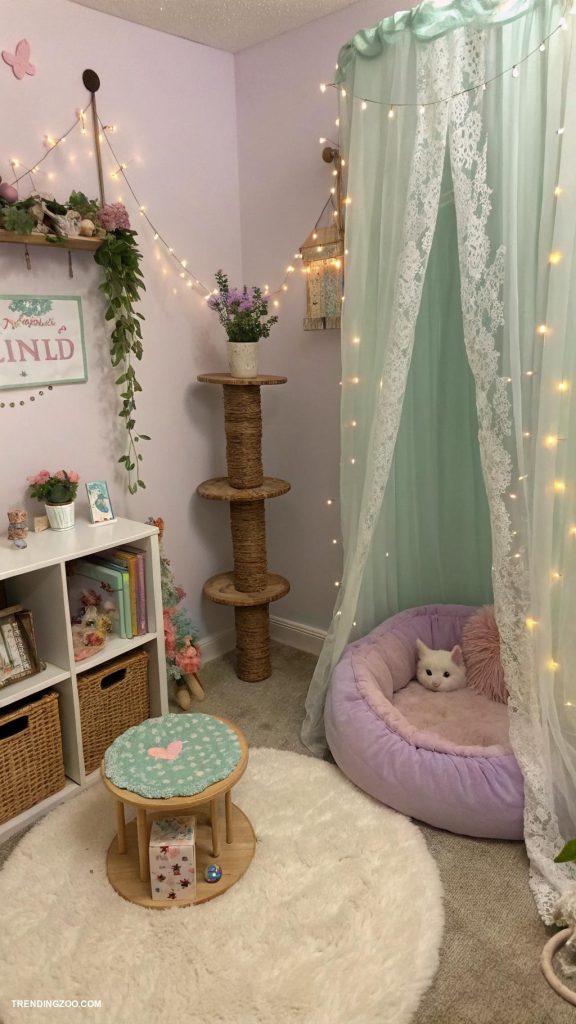 fairycore cat rooms Soft pastel colors and whimsical art